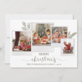 クリスマスファミリーフォトコラージュのスクリプモダント シーズンカード (正面)