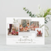 クリスマスファミリーフォトコラージュのスクリプモダント シーズンカード (スタンド正面)