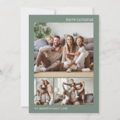 クリスマスファミリーフォトコラージュセージグリーンミニマル シーズンカード (正面)