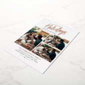 クリスマスファミリーフォトコラージュニューホームバラ金ゴールド 箔シーズンカード (回転した状態)