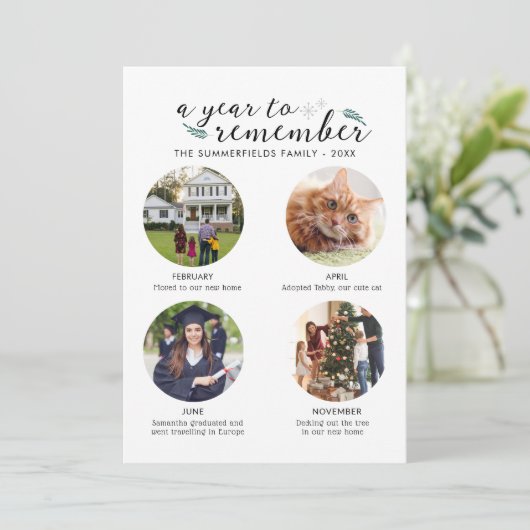 クリスマスファミリーフォトコラージュ年(写真) シーズンカード (スタンド正面)