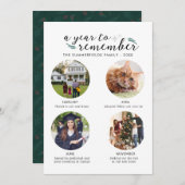 クリスマスファミリーフォトコラージュ年(写真) シーズンカード (正面/裏面)