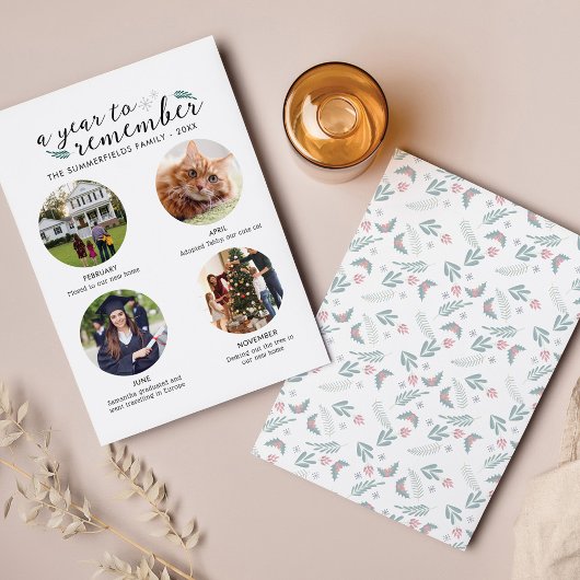 クリスマスファミリーフォトコラージュ年(写真) ノートカード