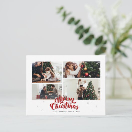 クリスマスファミリーフォトコラージュ シーズンポストカード (スタンド正面)