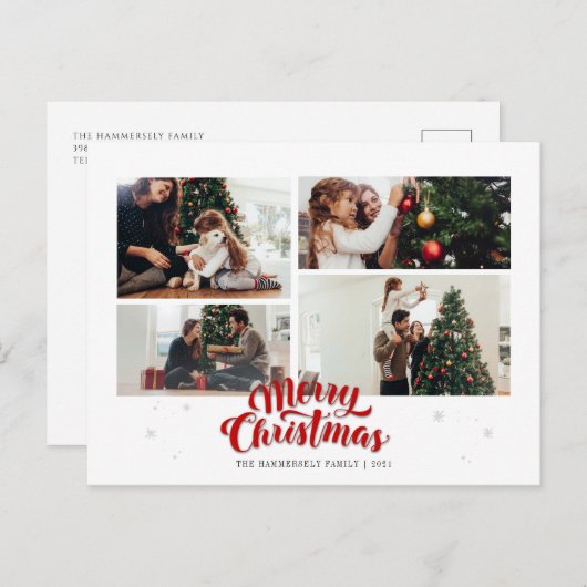 クリスマスファミリーフォトコラージュ シーズンポストカード (正面/裏面)