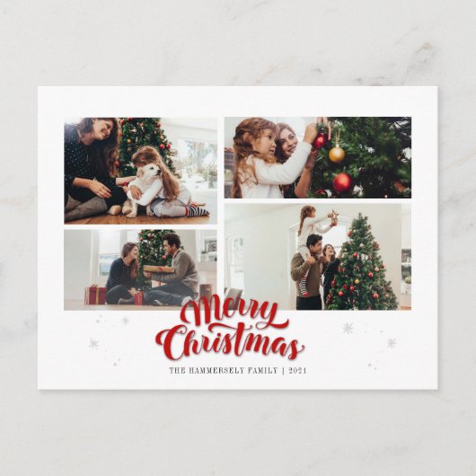クリスマスファミリーフォトコラージュ シーズンポストカード (正面)