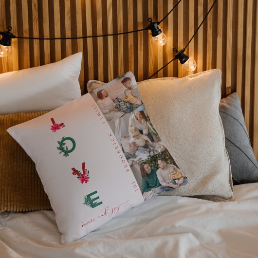 クリスマスファミリーフォトコラージュ | Love Peace Joy クッション