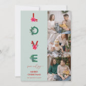 クリスマスファミリーフォトコラージュ | Love Peace Joy シーズンカード (正面)