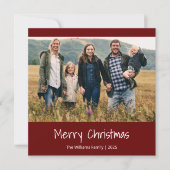 クリスマスファミリーフォトシンプルタイポグラフィレッド シーズンカード (正面)