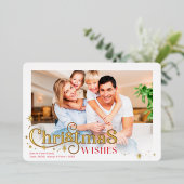 クリスマスファミリーフォトスタイリッシュタイポグラフィ 箔シーズンカード (立ち正面)