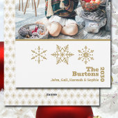 クリスマスファミリーフォトスノーフレーク金ゴールドホワイト シーズンカード