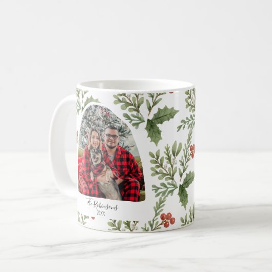 クリスマスファミリーフォトタイポグラフィ植物学 コーヒーマグカップ (正面左)