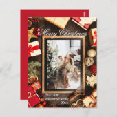 クリスマスファミリーフォトチョークボードフレーム ポストカード (正面/裏面)