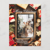 クリスマスファミリーフォトチョークボードフレーム ポストカード (正面)