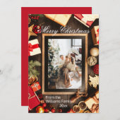 クリスマスファミリーフォトチョークボードフレーム 招待状 (正面/裏面)