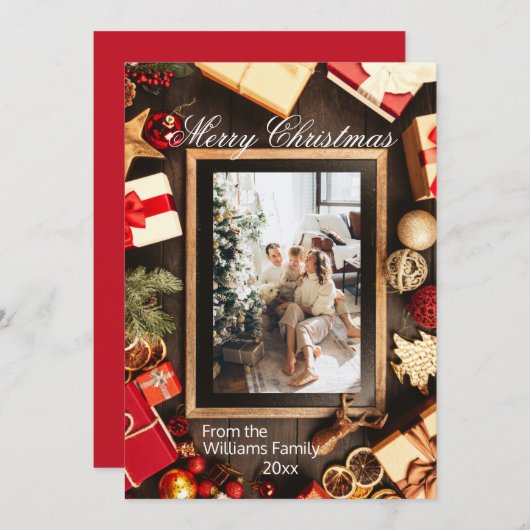 クリスマスファミリーフォトチョークボードフレーム 招待状 (正面/裏面)