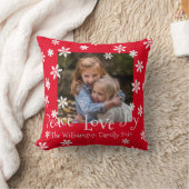 クリスマスファミリーフォトデート白スノーフレークレッド クッション (ブランケット)