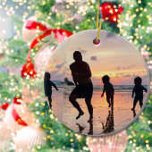 クリスマスファミリーフォトトロピカルパームツリー セラミックオーナメント