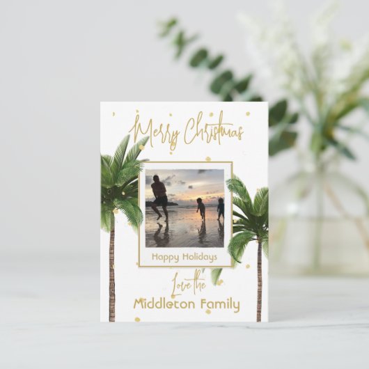 クリスマスファミリーフォトトロピカルホリデーポストカード シーズンポストカード (スタンド正面)