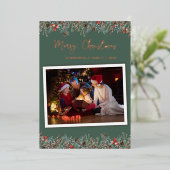 クリスマスファミリーフォトバラ金ゴールド 箔シーズンカード (立ち正面)