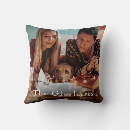 クリスマスファミリーフォトパーソナライズされたホリデー クッション (裏面)