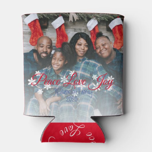 クリスマスファミリーフォトピース愛の喜びモダン 缶クーラー (裏面)