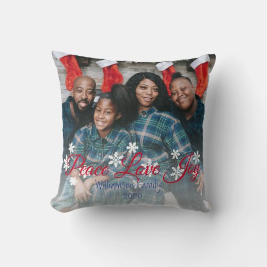 クリスマスファミリーフォトピース愛の喜び クッション (正面)