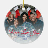 クリスマスファミリーフォトピース愛の喜び セラミックオーナメント (裏面)