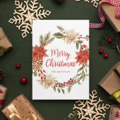 クリスマスファミリーフォトフェスティバルリースグリーンリー シーズンカード