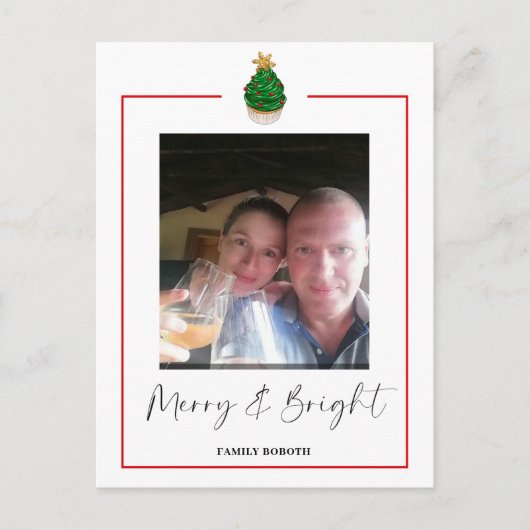 クリスマスファミリーフォトフラットホリデーポストカード シーズンポストカード (正面)