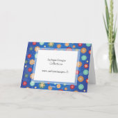 クリスマスファミリーフォトブライトブルー雪 シーズンカード (裏面)