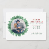 クリスマスファミリーフォトホリデーズグリーンリー シーズンカード (正面)