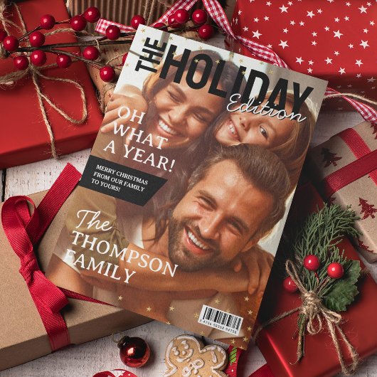 クリスマスファミリーフォトホリデーマガジンカバーカード シーズンカード