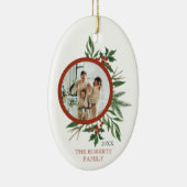 クリスマスファミリーフォトホリーリースオーバル セラミックオーナメント (右)