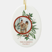 クリスマスファミリーフォトホリーリースオーバル セラミックオーナメント (裏面)