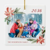 クリスマスファミリーフォトホワイト セラミックオーナメント (裏面)