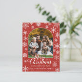 クリスマスファミリーフォトポストカード – フェスティバル赤 ポストカード (スタンド正面)