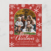 クリスマスファミリーフォトポストカード – フェスティバル赤 ポストカード (正面)