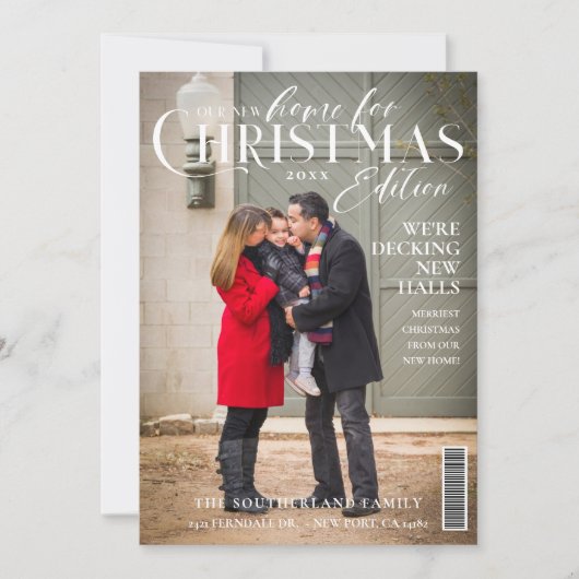 クリスマスファミリーフォトマガジンカバーのための新しい家 シーズンカード (正面)