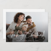 クリスマスファミリーフォトメリークリスマススクリプト シーズンカード (正面/裏面)