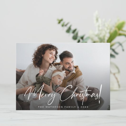 クリスマスファミリーフォトメリークリスマススクリプト シーズンカード (スタンド正面)