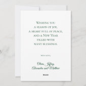 クリスマスファミリーフォトラブピースジョーホリデーカード シーズンカード (裏面)