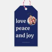 クリスマスファミリーフォトラブピースジョーホリデー ギフトタグ (正面)