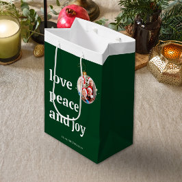 クリスマスファミリーフォトラブピースジョーホリデー ミディアムペーパーバッグ