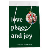 クリスマスファミリーフォトラブピースジョーホリデー ミディアムペーパーバッグ (正面)