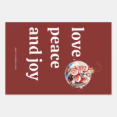 クリスマスファミリーフォトラブピースジョーホリデー ラッピングペーパーシート (正面)