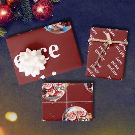 クリスマスファミリーフォトラブピースジョーホリデー ラッピングペーパーシート