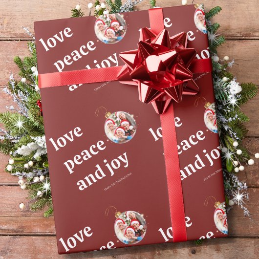 クリスマスファミリーフォトラブピースジョーホリデー ラッピングペーパー
