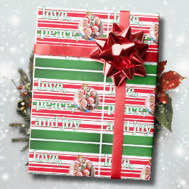 クリスマスファミリーフォトラブピースジョーホリデー ラッピングペーパー