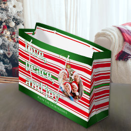 クリスマスファミリーフォトラブピースジョーホリデー ラージペーパーバッグ